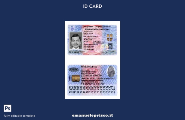 modello di documento d'identità della Serbia in stile verificato